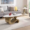 Vynxaria Series 40 in. Golden Oval and Round Faux Marble End Table with 2-Piece Set - 4 of 4