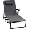 Outsunny Outdoor Folding Chaise Lounge Chair, Mesh Fabric Pool Chair with Adjustable Backrest, Pillow and Cup Holder for Poolside, Deck, Gray - 4 of 4