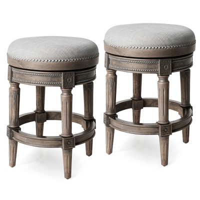 Maven Lane Pullman Backless Upholstered Kitchen Stool with Fabric Cushion Seat, Set of 2