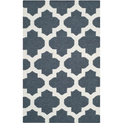 Dhurries Dhu623 Hand Woven Accent Rug - Blue/ivory - 2'6