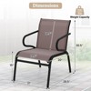 Costway Patio Chairs Set of 2/4/6 with Breathable Fabric & Metal Frame Armrests for Poolside Brown/Gay - 3 of 4