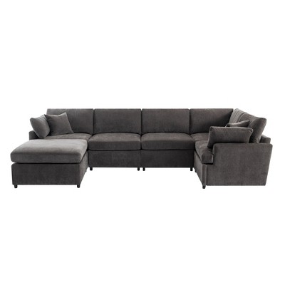 NicBex Modern 100.4" Sectional Sofa Modular U Shape Sofa Couch with Removable Ottoman for Living Room Apartment