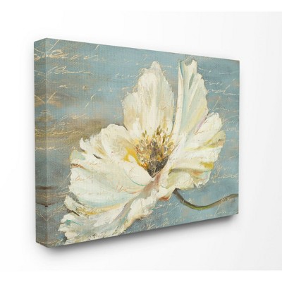 Stupell Industries Large Flower With Word Texture Blue Painting Gallery  Wrapped Canvas Wall Art, 16 x 20