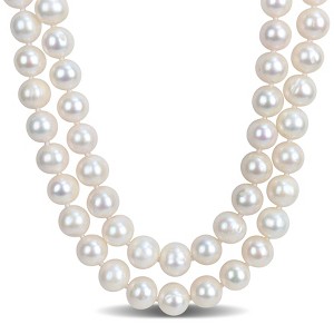 EVERLY JEWELRY | Sterling Silver 9-10mm Cultured Freshwater Pearl 2-Strand Necklace, 17inc & 18 inc - 1 of 4