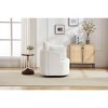 APRILSOUL White 360° Swivel Accent Chair, Solid Wood Frame, 350 lbs Capacity, Sleek Curved Backrest, Modern Barrel Design - 3 of 4