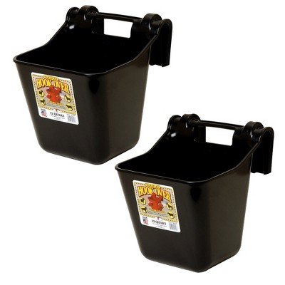 Little Giant HF12BLACK Heavy Duty 12 Quart Mountable Plastic Hook Over Feeder, Black (2 Pack)