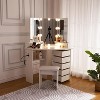 Farmhouse Vanity Desk with Mirror and Lights,Modern Makeup Vanity with Charging Station & 5 Rotating Jewelry Cabinet - 2 of 4