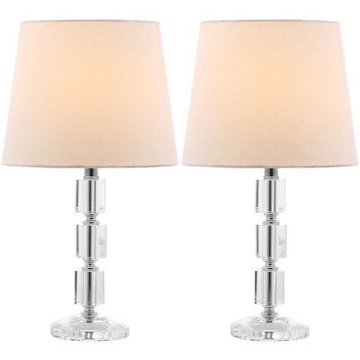 Erin Crystal Cube Table Lamp Set - Clear & Off-White