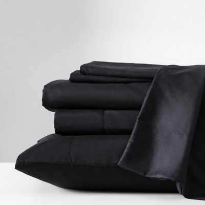 Kenneth Cole New York Brushed Microfiber Sheet Sets (Solid -Black)-Queen