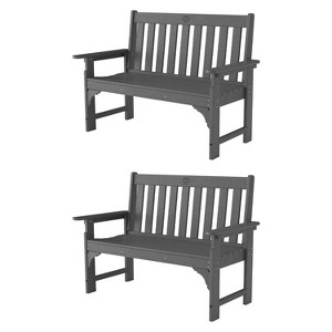 GardenJoy 2-Person Outdoor Garden Bench - HDPE - Wood Grain Finish - 2-Piece - 1 of 3
