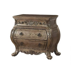 38" Ragenardus Nightstand Vintage Oak - Acme Furniture: 3 Drawers, Scrolled Legs, No Assembly Required - 1 of 4
