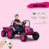 Ride On Car for Kids, Ride On Tractor with Trailer, 12V Battery Powered Electric Tractor with Remote Control, pink - 3 of 4