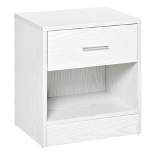 HOMCOM Modern Nightstand, Accent End Table with Drawer and Storage Shelf, Sofa Side Table for Living Room or Bedroom