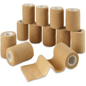 Self Adherent Wrap Bulk Pack of 12, 3"x5 Yards Elastic Athletic Tape, Cohesive Non-Woven Bandage for Ankle, Wrist & Knee Sprains - 1 of 4