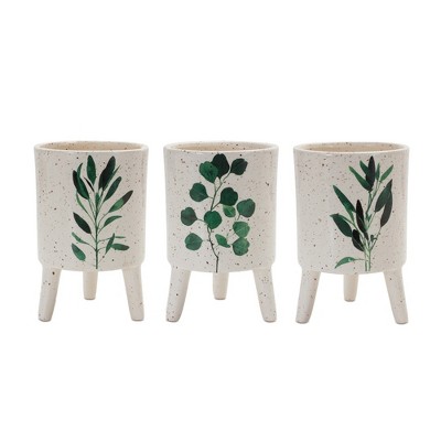 Melrose Footed Foliage Print Planter (Set of 3)