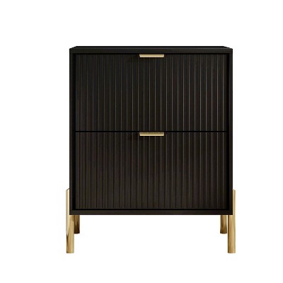 Festivo Black and Gold 2-Drawer Nightstands Set