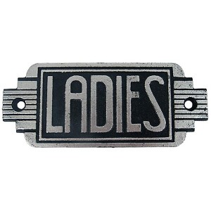 Design Toscano Streamlined Art Deco Cast Iron Ladies Room Door Sign - 1 of 4