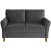 Dunleith Modern Contemporary Velvet Tufted Loveseat in Gray and Walnut - Lexicon - 2 of 4