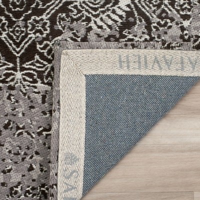 Silver and Brown Flat Woven Viscose Area Rug
