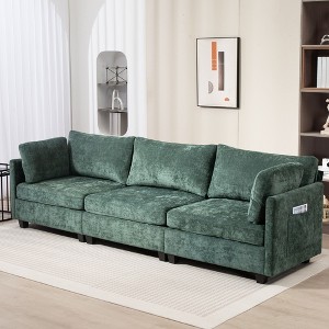 PAGED 111.42"Comfy 3-Seater Chenille Deep Couch,Indoor Sofa with Ultra-soft Cushions&Side Pocket,Modern Sofa for Living Room - 1 of 4