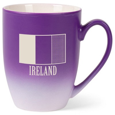 Elanze Designs Ireland Irish Flag 12 Ounce Ceramic Laser-Etched Engraved Drinkware Mug, Purple and White Ombre