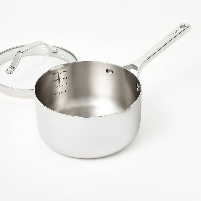 3qt Stainless Steel Sauce Pan with Lid Silver - Figmint&#8482;, 4 of 8