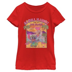 Girl's Lilo & Stitch Aloha Hawaii Come Visit the Islands T-Shirt - 1 of 4