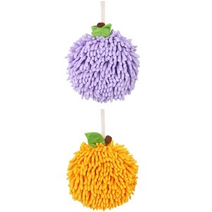 REGALWOVEN 2 Pack Soft Absorbent Chenille Fuzzy Ball Hand Towels for Bathroom Home Decor 6" x 6" - 1 of 4