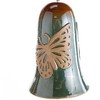 Blue-Green Porcelain Bell with Butterflies - 5.25  dia. x 20 H, String 8 L - 4 of 4