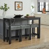 Space-Saving 4 PCS Dining Set, 59'' Wood Bar Table with MDF Top and Power Outlet, Upholstered Stools with Linen Cushion-Baofuwish - 2 of 4