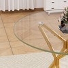 ORRD 35.4" Round Tempered Glass Dining Table, 1-4 Seater, Space-Saving, Metal Legs - 2 of 4
