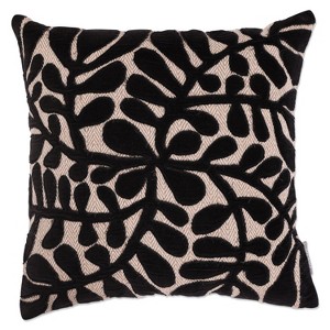 18"x18" Indoor Matisse Square Throw Pillow Black - Pillow Perfect: Decorative Jute & Cotton Cushion, Zippered, Abstract Botanical Design - 1 of 3