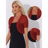 INSPIRE CHIC Women's Casual Short Sleeve Mesh Sheer Open Front Cropped Cardigan Shrug - 2 of 4