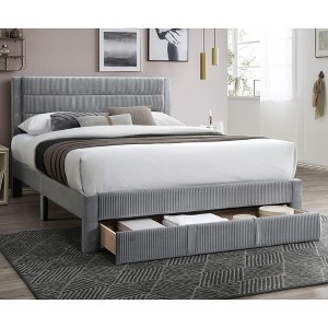 NicBex Modern Queen Upholstered Bed Frame with Corduroy Headboard and 1 Drawer,Solid Wood Slats Support,No Box Spring Needed,Easy Assembly - 1 of 4
