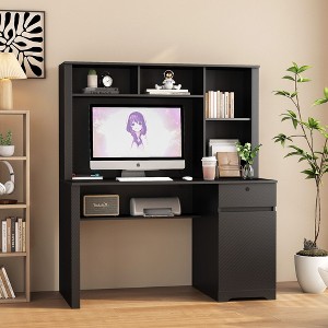 PAGED Computer Desk Modern Wooden Executive Desk with Storage Drawer, Cabinet, Socket and Open Shelves for Office - 1 of 4