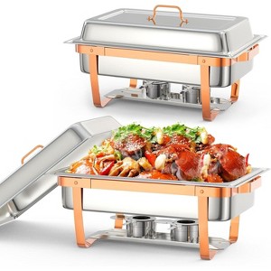 Chafing Dish Buffet Set, 8QT Rectangle Chafing Dishes for Buffet w/Lid Holder, Stainless Steel Chafer Food Warmers for Party Banquet Wedding - 1 of 4