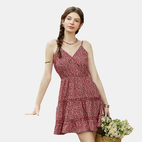 Women's Red & White Ditsy Floral Sleeveless Mini Dress - Cupshe-xl-red ...