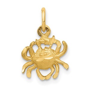 Black Bow Jewelry 14k Yellow Gold Cancer the Crab Zodiac Satin and Diamond Cut Charm - 1 of 4