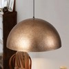 Rennnsan Grainor 15"-23" W 1 -Light Gold Foiled Dimmable Oversized Industrial Dome Pendant in Dark Silver - 4 of 4