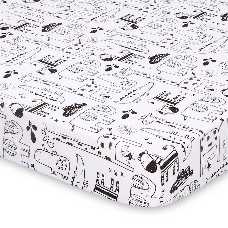 The Peanutshell Fitted Playard Sheets - Black and White Safari Animals - 2pk, 2 of 6