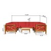 Christopher Knight Home Brava Outdoor Acacia Wood 8 Seater Sectional Sofa Chat Set with Cushions - 3 of 4