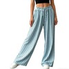 Women's High Waisted Wide Leg Pants, Lightweight Striped Palazzo Trousers with Drawstrin - 3 of 4