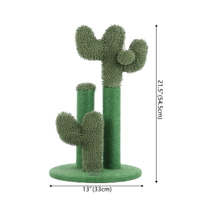 Marfa 21.5" Green Jute Cactus Cat Scratching Post with Fuzzy Toy