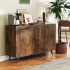 Tangkula Buffet Sideboard Mid Century Modern 4-Door Storage Cabinet with 5-Position Adjustable Shelves - 3 of 4