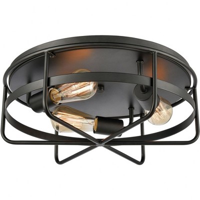 Elk Home Wickshire 3 - Light Flush Mount in  Matte Black