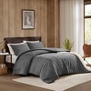 AENKYO Full/Queen Twill Washed Comforter Set, 3-Piece 100% Cotton Bedding with Stone-Washed Finish, Grey bedding Set - 2 of 4
