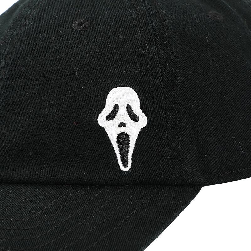 GhostFace Dad Plain Black Embroidered Patch Hat with pre-curved bill for Men, 3 of 6