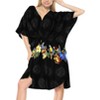 LA LEELA Women's House Daily Routine Evening Wear Holiday Casual Dailywear Loungewear African Party Bathing Suit Cover Ups 2X-3X Black, Floral - 3 of 4