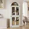 TROPOW Arched Kitchen Cabinet with Doors 71.4in Tall Wood Bookcase with 2 Drawers Farmhouse Kitchen Cupboard Storage Cabinet for Study Room - 2 of 4