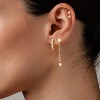 Pearl Dangle Hoop Earrings for Women - Dainty14K Gold Plated Small Drop Chain Hoops Trendy Earring Sets for - 4 of 4